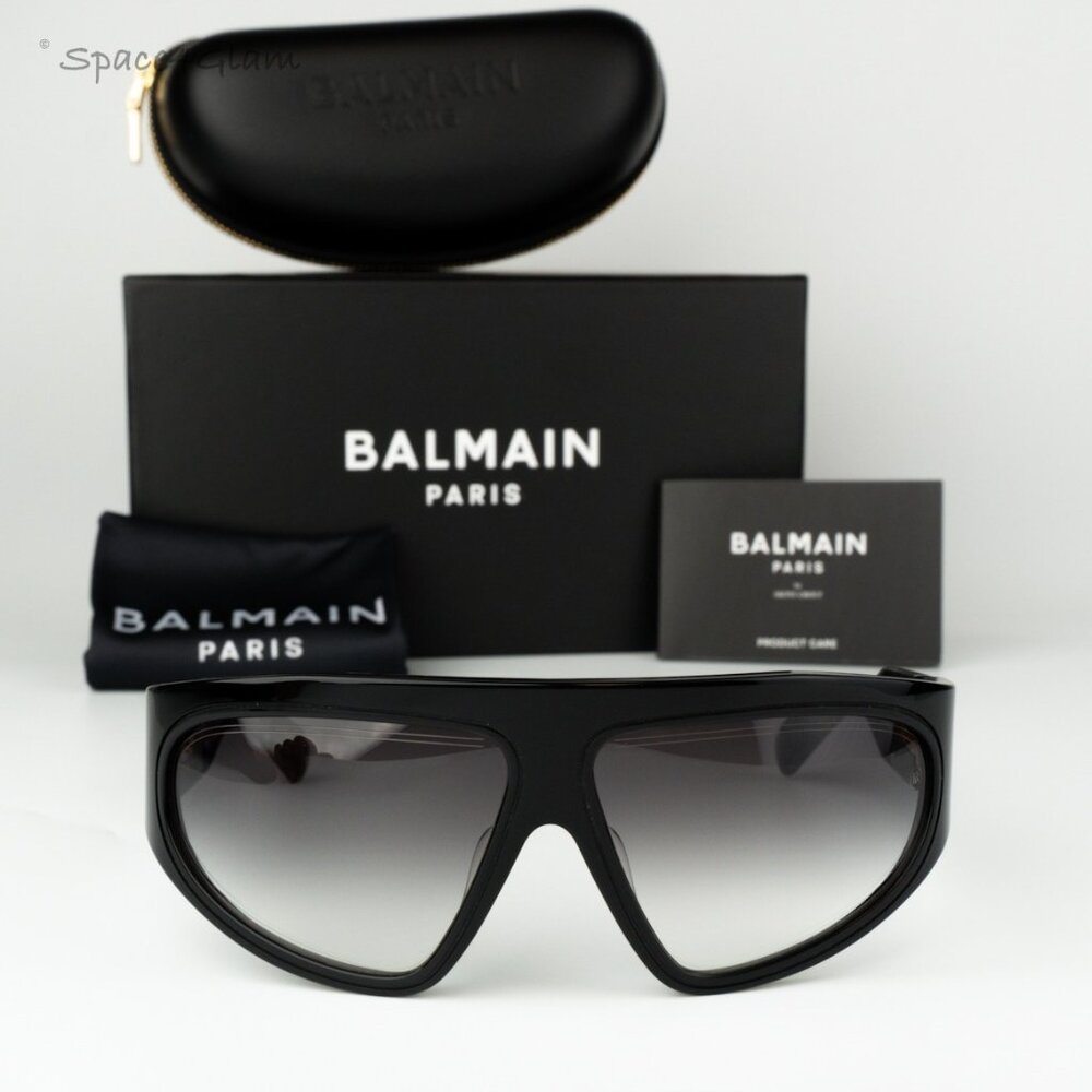 Balmain Men Sunglasses B-ESCAPE BPS-143A-62 Black Grey Gradient Wraparound NEW